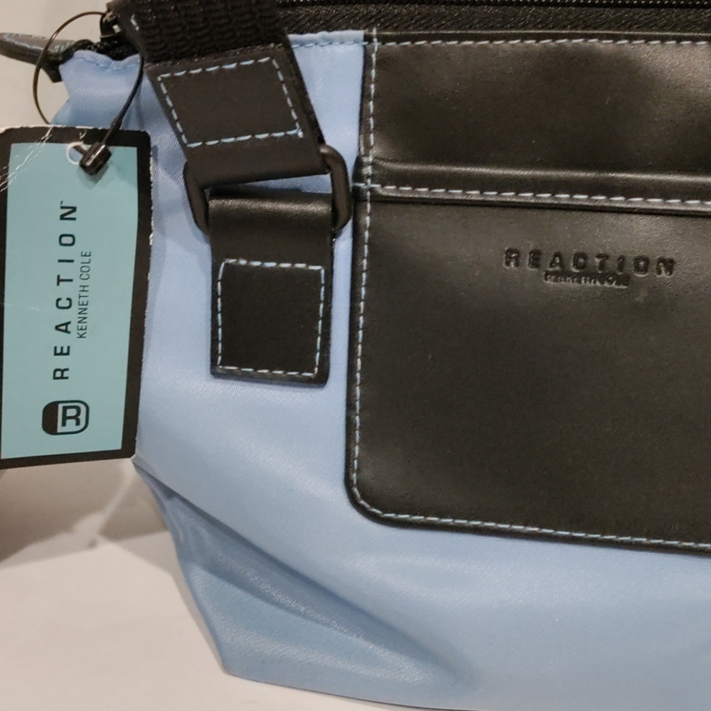 NWT Kenneth Cole Mini Tote Bag Periwinkle Blue Black Trim